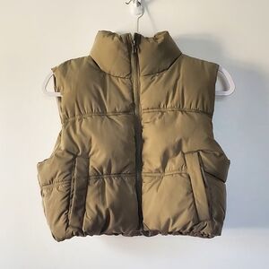 H&M Divided Quilted Puffer Vest in Light Beige